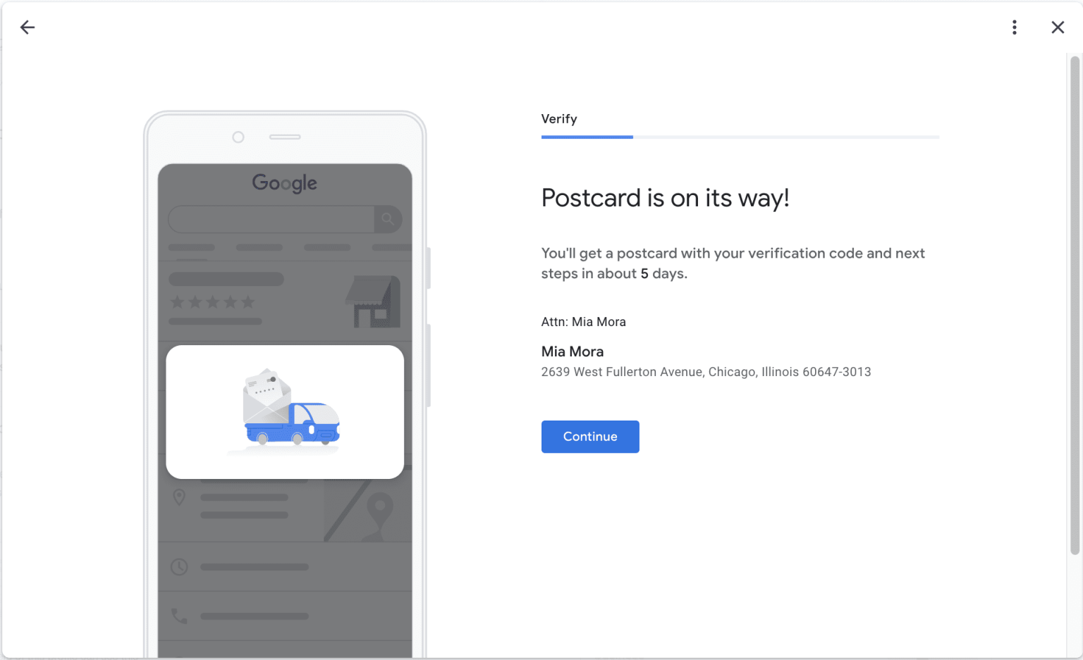 Google sent a postcard