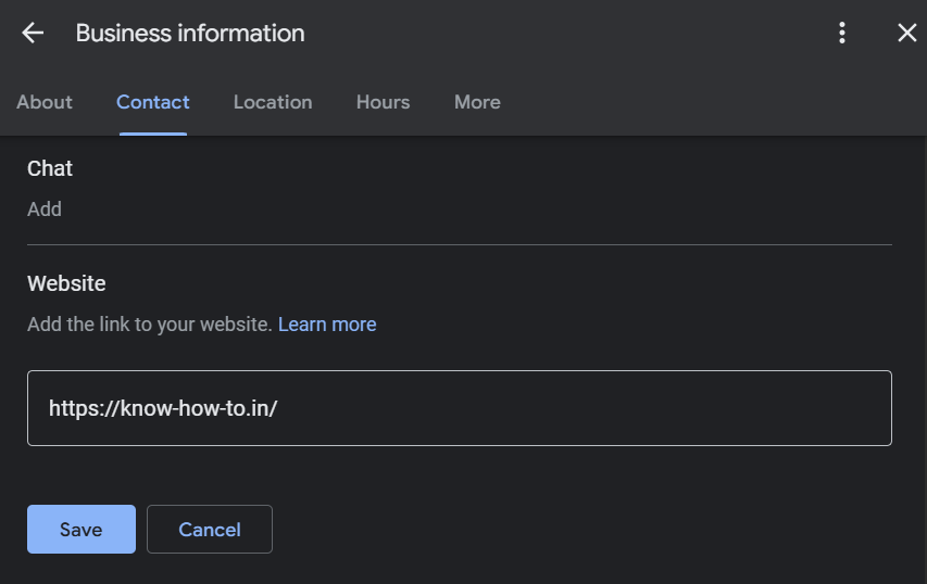 Add your website link