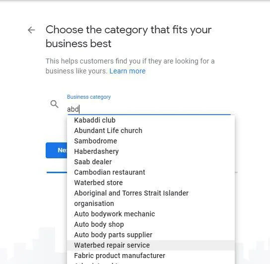 Google My Business Categories